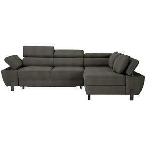 Momax, Ecksofa Molina Mini Grün Webstoff Dunkelgrün 
