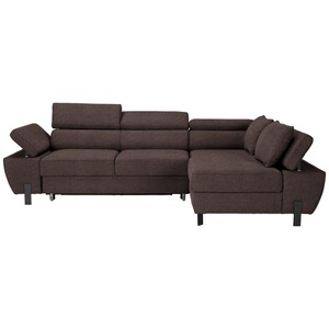 Momax, Ecksofa Molina Mini Braun Webstoff Dunkelbraun 