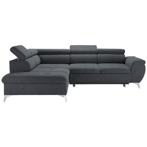 Modern Living, Wohnlandschaft Anthrazit mit Bettfunktion, Ecksofa Anthrazit mit Bettfunktion