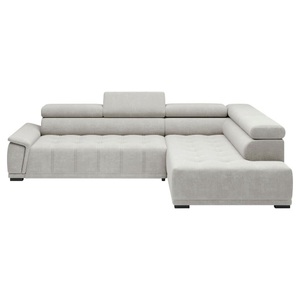 Premium Living, Ecksofa Gremio Rechts Chenille, Webstoff Grauweiss 