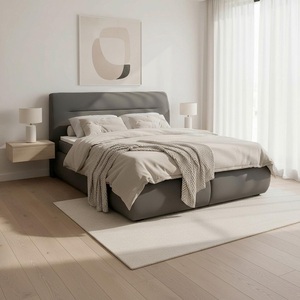 Bessagi Home, Boxspringbett 'Bella', 200x200 cm, grau, mit Topper