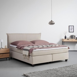 Bessagi Home, Boxbett Rinaldo ca. 180x200cm Beige mit Topper, Lit Rinaldo env. 180/200cm, en beige