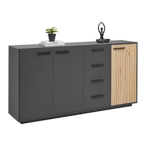 Momax, Sideboard Lukas Anthrazit/Schwarz/Eichefarben