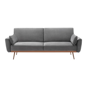 MID.YOU, MID.YOU Schlafsofa in holz, metall, textil grau , Guilia , 211x85x83 cm , Samt , Rücken echt , 002577003901