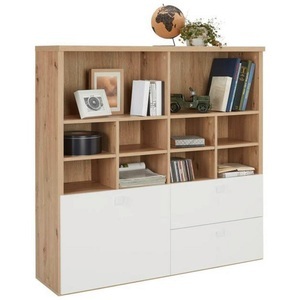 Modern Living, Regal in Weiss/Eichefarben, Regal in Weiss/Eichefarben