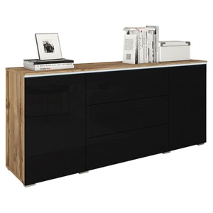 P & B, Sideboard Vera Eiche/schwarz  150/67,9/39,5 cm 3 Schublade(n) 