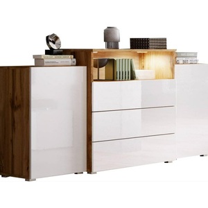 P & B, Sideboard Urbaniii Weiss Hg/eiche Wotan  150/80,7/39 cm 3 Schublade(n) 
