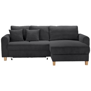 Momax, Ecksofa Lille Dunkelgrau Cord Dunkelgrau 