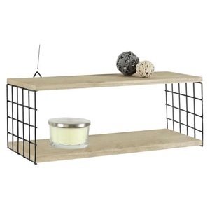 Modern Living, Wandregal in Naturfarben/Schwarz, étagère murale CAGE -SB-