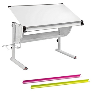 mutoni design, Schreibtisch Mavis 3-in-1 weiss grün pink, MID.YOU Jugendschreibtisch 118/73/63 cm in grün, weiss, pink , Matts 3 IN 1 , Metall, Holzwerkstoff , 73x63 cm , pulverbeschichtet,Dekorfolie,Nachbildung , höhenverstellbar , 000528005501