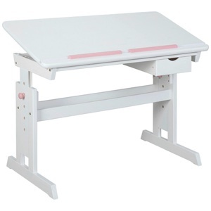 CONFORAMA, Schreibtisch ROXY Weiss, MID.YOU Jugendschreibtisch 109/55/63-96 cm in blau, rosa, weiss , Baru , Holzwerkstoff , Kiefer,Kiefer , massiv,massiv , 55x63-96 cm , lackiert,lackiert,lackiert,Nachbildung,teilmassiv,Nachbildung,Echtholz , 000528027603