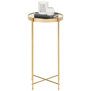 Xora, Xora Beistelltisch in metall, glas 32,8/32,8/60,5 cm , Leonie , Goldfarben , 32.8x60.5x32.8 cm , galvanisiert,verspiegelt , 000537000101, Xora Beistelltisch in metall, glas 32,8/32,8/60,5 cm , Leonie , Goldfarben , 32.8x60.5 cm , galvanisiert,verspiegelt , 000537000101