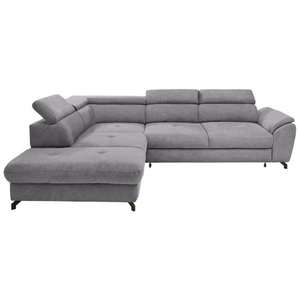 Stylife, Stylife Wohnlandschaft inkl. funktion in webstoff hellgrau , Marola -Exklusiv- , Textil , 237 cm , matt,Webstoff , fleckschutzimprägniert, Fussart wählbar, Stoffauswahl, seitenverkehrt erhältlich, Hocker erhältlich, Rücken echt , 000553009541