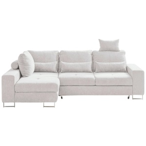 HomIn, Hom`in Ecksofa in flachgewebe creme , Asti , 260x188 cm , 000553011003, Hom`in Ecksofa in flachgewebe creme , Asti , Textil , 260x188 cm , verchromt,Flachgewebe , Stoffauswahl, seitenverkehrt erhältlich, Schlafen auf Sitzhöhe , 000553011003