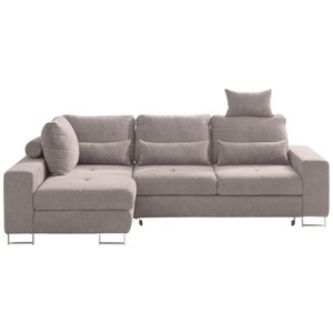 HomIn, Hom`in Ecksofa in flachgewebe beige , Asti , 260x188 cm , 000553011004, Hom`in Ecksofa in flachgewebe beige , Asti , Textil , 260x188 cm , verchromt,Flachgewebe , Stoffauswahl, seitenverkehrt erhältlich, Schlafen auf Sitzhöhe , 000553011004