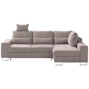 HomIn, Hom`in Ecksofa in flachgewebe beige , Asti , 260x188 cm , 000553011013, Hom`in Ecksofa in flachgewebe beige , Asti , Textil , 260x188 cm , verchromt,Flachgewebe , Stoffauswahl, seitenverkehrt erhältlich, Schlafen auf Sitzhöhe , 000553011013