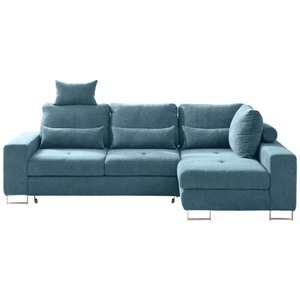 HomIn, Hom`in Ecksofa in flachgewebe türkis , Asti , 260x188 cm , 000553011016, Hom`in Ecksofa in flachgewebe türkis , Asti , Textil , 260x188 cm , verchromt,Flachgewebe , Stoffauswahl, seitenverkehrt erhältlich, Schlafen auf Sitzhöhe , 000553011016