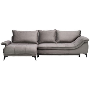 Stylife, Stylife Ecksofa in velours grau , Pescara -Exklusiv- , 304x175 cm , 000553012001
