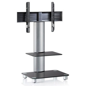 VCM, Universal TV VESA Standfuß Ständer Fernseh Rack Alu Glas rollbar Rollen Tosal ZW Universal TV VESA Standfuß Ständer Fernseh Rack Alu Glas rollbar Rollen Tosal ZW, VCM - TV Standfuß mit Zwischenboden | Alu Fernseh Ständer rollbar ESG-Sicherheitsglas Maße ca. H. 100 x B. 60 T. 44 cm Tosal ZW, cm, Schwarz