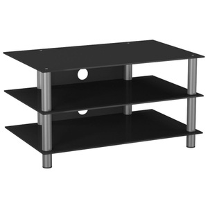 VCM, TV Möbel Sideboard Fernsehschrank Rack Fernseh Board Alu Glas Tisch Netasa TV Möbel Sideboard Fernsehschrank Rack Fernseh Board Alu Glas Tisch Netasa, VCM - TV Möbel | Lowboard Kabelführung Maße H. 45 x B. 95 T. 40 cm Fernseh Netasa, 95cm, Schwarz