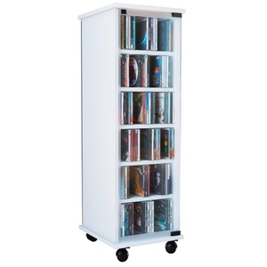 VCM, Holz CD DVD Stand Regal Schrank Standregal Rollen drehbar Valenza Glastür Holz CD DVD Stand Regal Schrank Standregal Rollen drehbar Valenza Glastür, VCM - CD Regal Holz | Schrank mit ESG-Sicherheitsglastüren für 204 CDs oder 72 DVDs Maße: H. 98 x B. 31 T. 35 cm Elegantes DVD Rollen |, One Size, Weiss