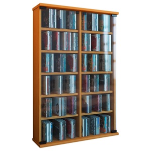 VCM, Holz CD DVD Wandregal Hängeregal Wand Schrank Wandvitrine Zuntisa Glastür Holz CD DVD Wandregal Hängeregal Wand Schrank Wandvitrine Zuntisa Glastür, MID.YOU Cd-regal in buchefarbe , 'Zuntisa' _ Buchefarben , Holzwerkstoff , 10 Fächer , 60x91.5x18 cm , Dekorfolie,Nachbildung , 000657004301