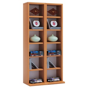 VCM, Holz CD DVD Stand Regal Schrank Aufbewahrung Standregal Ständer Milano Holz CD DVD Stand Regal Schrank Aufbewahrung Standregal Ständer Milano, VCM - Holz CD DVD Stand Regal | mit Platz für 204 CDs oder 72 DVDs 40-Videos Maße: H. 92 x B. 42 T. 20 cm Elegantes CD/DVD Blu, 42cm, Buche