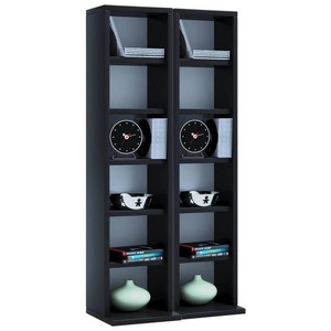 VCM, Holz CD DVD Stand Regal Schrank Aufbewahrung Standregal Ständer Milano Holz CD DVD Stand Regal Schrank Aufbewahrung Standregal Ständer Milano, VCM - Holz CD DVD Stand Regal | mit Platz für 204 CDs oder 72 DVDs 40-Videos Maße: H. 92 x B. 42 T. 20 cm Elegantes CD/DVD Blu, 42cm, Schwarz