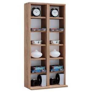 VCM, Holz CD DVD Stand Regal Schrank Aufbewahrung Standregal Ständer Milano Holz CD DVD Stand Regal Schrank Aufbewahrung Standregal Ständer Milano, VCM - Holz CD DVD Stand Regal | mit Platz für 204 CDs oder 72 DVDs 40-Videos Maße: H. 92 x B. 42 T. 20 cm Elegantes CD/DVD Blu, 42cm, Sonoma-Eiche