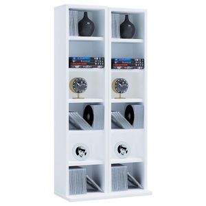 VCM, Holz CD DVD Stand Regal Schrank Aufbewahrung Standregal Ständer Milano Holz CD DVD Stand Regal Schrank Aufbewahrung Standregal Ständer Milano, VCM - Holz CD DVD Stand Regal | mit Platz für 204 CDs oder 72 DVDs 40-Videos Maße: H. 92 x B. 42 T. 20 cm Elegantes CD/DVD Blu, 42cm, Weiss