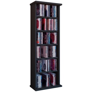 VCM, Holz CD DVD Stand Regal Schrank Aufbewahrung Standregal Ständer Vostan Holz CD DVD Stand Regal Schrank Aufbewahrung Standregal Ständer Vostan, VCM - CD Regal Holz | mit Platz für 150 CDs oder 65 DVDs 36-Videos Maße: H. 92 x B. 31 T. 18 cm elegantes DVD stehend Blu ray, 31cm, Schwarz