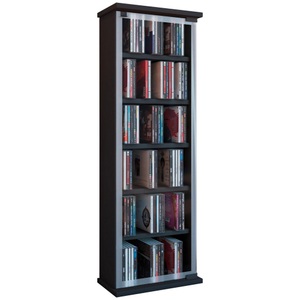 VCM, Holz CD DVD Stand Regal Schrank Aufbewahrung Standregal Ständer Classic Glastür Holz CD DVD Stand Regal Schrank Aufbewahrung Standregal Ständer Classic Glastür, VCM - CD Regal Holz | Schrank mit ESG-Sicherheitsglastüren für 204 CDs oder 72 DVDs Maße: H. 92 x B. 31 T. 18 cm Elegantes DVD Rollen |, One Size, Schwarz