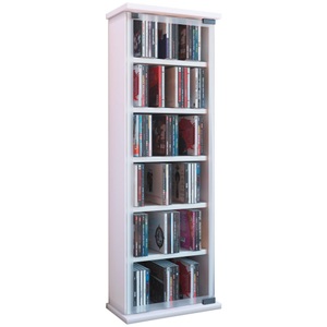 VCM, Holz CD DVD Stand Regal Schrank Aufbewahrung Standregal Ständer Classic Glastür Holz CD DVD Stand Regal Schrank Aufbewahrung Standregal Ständer Classic Glastür, VCM - CD Regal Holz | Schrank mit ESG-Sicherheitsglastüren für 204 CDs oder 72 DVDs Maße: H. 92 x B. 31 T. 18 cm Elegantes DVD Rollen |, One Size, Weiss