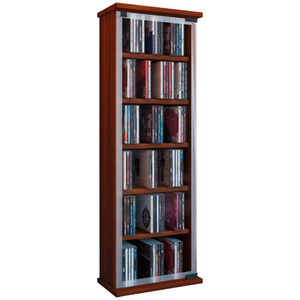 VCM, Holz CD DVD Stand Regal Schrank Aufbewahrung Standregal Ständer Classic Glastür Holz CD DVD Stand Regal Schrank Aufbewahrung Standregal Ständer Classic Glastür, VCM - CD Regal Holz | Schrank mit ESG-Sicherheitsglastüren für 204 CDs oder 72 DVDs Maße: H. 92 x B. 31 T. 18 cm Elegantes DVD Rollen |, One Size, Kern-Nussbaum