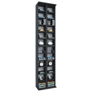 VCM, Holz CD DVD Stand Regal Schrank Aufbewahrung Standregal Ständer Almera Holz CD DVD Stand Regal Schrank Aufbewahrung Standregal Ständer Almera, MID.YOU Cd-regal in schwarz , 'Almera' _ Holzwerkstoff , 20 Fächer , 42x183x20 cm , Nachbildung , 000657005303