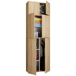 VCM, Holz Besenschrank Staubsauger Putzschrank Haushaltsschrank Drehtüren Lona A Holz Besenschrank Staubsauger Putzschrank Haushaltsschrank Drehtüren Lona A, VCM - Holz Besenschrank Staubsauger Putzschrank Haushaltsschrank Drehtüren Lona A, 70 CM, Sonoma-Eiche