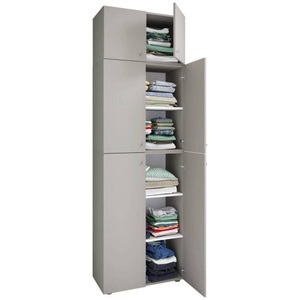 MID.YOU, MID.YOU Kleiderschrank in grau, weiss , Lona Xxl , Kunststoff , 3 Fächer , 70x223x39 cm , melaminharzbeschichtet,Nachbildung , 000657007677, MID.YOU Kleiderschrank in grau, weiss , Lona Xxl , Kunststoff , 3 Fächer , 70x223x39 cm , melaminharzbeschichtet,Nachbildung , 000657007677