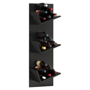 VCM, Holz Weinregal Flaschenregal Wandregal Wandboard Hängeregal Flaschen Wein Vinosi Holz Weinregal Flaschenregal Wandregal Wandboard Hängeregal Flaschen Wein Vinosi, VCM - Holzregal hängend | platzsparendes Regal Maße: 106 x B. 33 T. 26 cm Elegantes Aufbewahrungsregal Bücherregal Wandboard Wein, One Size, Schwarz