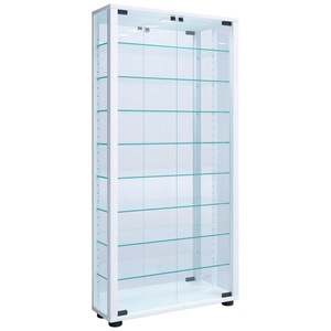 VCM, Holz Glas Vitrine Sammel Glasvitrine Schaukasten Standvitrine Lumo Maxi Spiegel, ohne LED Beleuchtung Holz Glas Vitrine Sammel Glasvitrine Schaukasten Standvitrine Lumo Maxi Spiegel, ohne LED Beleuchtung, MID.YOU Vitrine in weiss , Lumo , Glas , 8 Fächer , 59x114.8x18 cm , melaminharzbeschichtet,Nachbildung , Beleuchtung, in verschiedenen Holzdekoren erhältlich , 000657010830