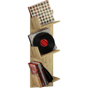 MID.YOU, MID.YOU Cd-regal , Sulda , Eichefarben, Honig , Holzwerkstoff , 33x106.5x25.6 cm , melaminharzbeschichtet,Nachbildung , 000657010305, VCM - Holz Wandregal | Wandboard mit drei großen Fächer Platz für 100 Schallplatten kann auch Bücher verwendet werden Maße: H. 106 x B. 33 T. 26, One Size, Bronze