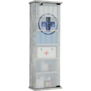 MID.YOU, MID.YOU Medizinschrank , Omal Xxl , Glas, Holzwerkstoff , 5 Fächer , 31x92x18 cm , melaminharzbeschichtet,Nachbildung , 000657015203, VCM - Medizinschrank Arzneischrank Apothekerschrank Wand Schrank abschließbar Omal XL, One Size, Grau