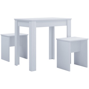 MID.YOU, MID.YOU Tischgruppe in holzwerkstoff weiss , Esal L , 50x75 cm , melaminharzbeschichtet,Nachbildung , 000657017601, VCM - Holz Essgruppe Bank Küchentisch Esstisch Set Tischgruppe Tisch Bänke Esal L, 80cm, Weiss