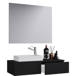 VCM, 3-tlg Badmöbel Set Gäste WC Gästebad Waschplatz Waschtisch klein schmal Gudas SP 3-tlg Badmöbel Set Gäste WC Gästebad Waschplatz Waschtisch klein schmal Gudas SP, VCM - 3-tlg Badmöbel Set Gäste WC Gästebad Waschplatz Waschtisch klein schmal Gudas SP, 85cm, Schwarz