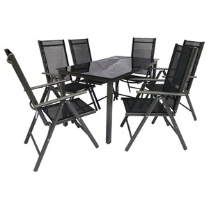 MID.YOU, MID.YOU Gartengarnitur 7-teilig , 7Tlg. ALU Sitzgruppe 140X80 , Anthrazit, Schwarz , Metall , 140x73x80 cm , Stuhl klappbar , 000657022604, MID.YOU Gartengarnitur 7-teilig , 7Tlg. ALU Sitzgruppe 140X80 , Schwarz , Metall , 140x73x80 cm , Stuhl klappbar , 000657022604
