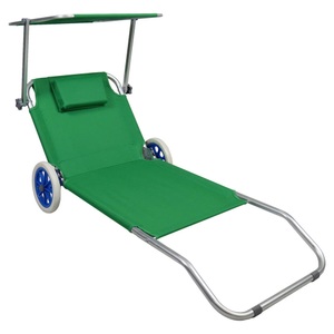 MID.YOU, MID.YOU Gartenliege 165/16/65 cm , Garten- Sonnenliege Rollbar , Metall, Textil , 165x16x65 cm , verstellbares Dach, klappbar, Rückenlehne verstellbar , 000657022204, VCM - Gartenliege Sonnenliege Liegestuhl faltbar klappbar Rollen Strandliege Dach, One Size, Grün
