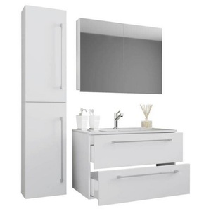 VCM, 4-tlg. Badmöbel Set Badinos 4-tlg. Badmöbel Set Badinos, MID.YOU Badezimmer 113 cm , Badinos , Weiss , Metall , 2,1 Schubladen , 113 cm , melaminharzbeschichtet,Nachbildung , hängend , 000657023329