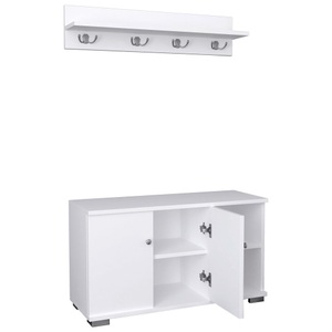 VCM, 2-tlg. Holz Sitzbank Schuhschrank Schuhregal Garderobe Dielenmöbel Gados L 2-tlg. Holz Sitzbank Schuhschrank Schuhregal Garderobe Dielenmöbel Gados L, VCM - 2-tlg. Holz Sitzbank Schuhschrank Schuhregal Garderobe Dielenmöbel Gados L, 90cm, Weiss
