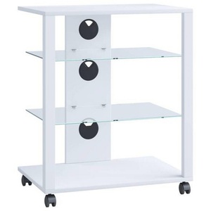 MID.YOU, MID.YOU Tv-rack , Folas , Weiss , Holzwerkstoff , 60x70x41 cm , melaminharzbeschichtet,Nachbildung , Kabeldurchlass , 000657031601, VCM - Hifi Holz Möbel | Rack Schrank Phono Regal mit Rollen 2 Glasböden Maße: H. 70 x B. 60 T. 41 cm Mediaregal Folas, Weiss,