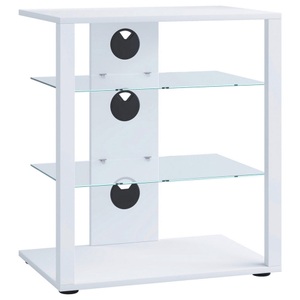 MID.YOU, MID.YOU Tv-rack , Folas , Weiss , Holzwerkstoff , 60x70x41 cm , melaminharzbeschichtet,Nachbildung , Kabeldurchlass , 000657031604, VCM - Hifi Holz Möbel | Rack Schrank Phono Regal 2 Glasböden Maße: H. 70 x B. 60 T. 41 cm Mediaregal Folas, Weiss,