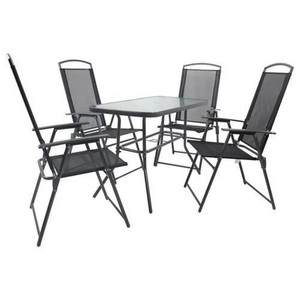Ambia Garden, Ambia Garden Gartentischgruppe , 918146 5-Tlg. Tischgruppe , Anthrazit , Metall, Glas, Textil , Stühle klappbar , 000657036601, Ambia Garden Gartentischgruppe , 918146 5-Tlg. Tischgruppe , Anthrazit , Metall, Glas, Textil , Stühle klappbar , 000657036601